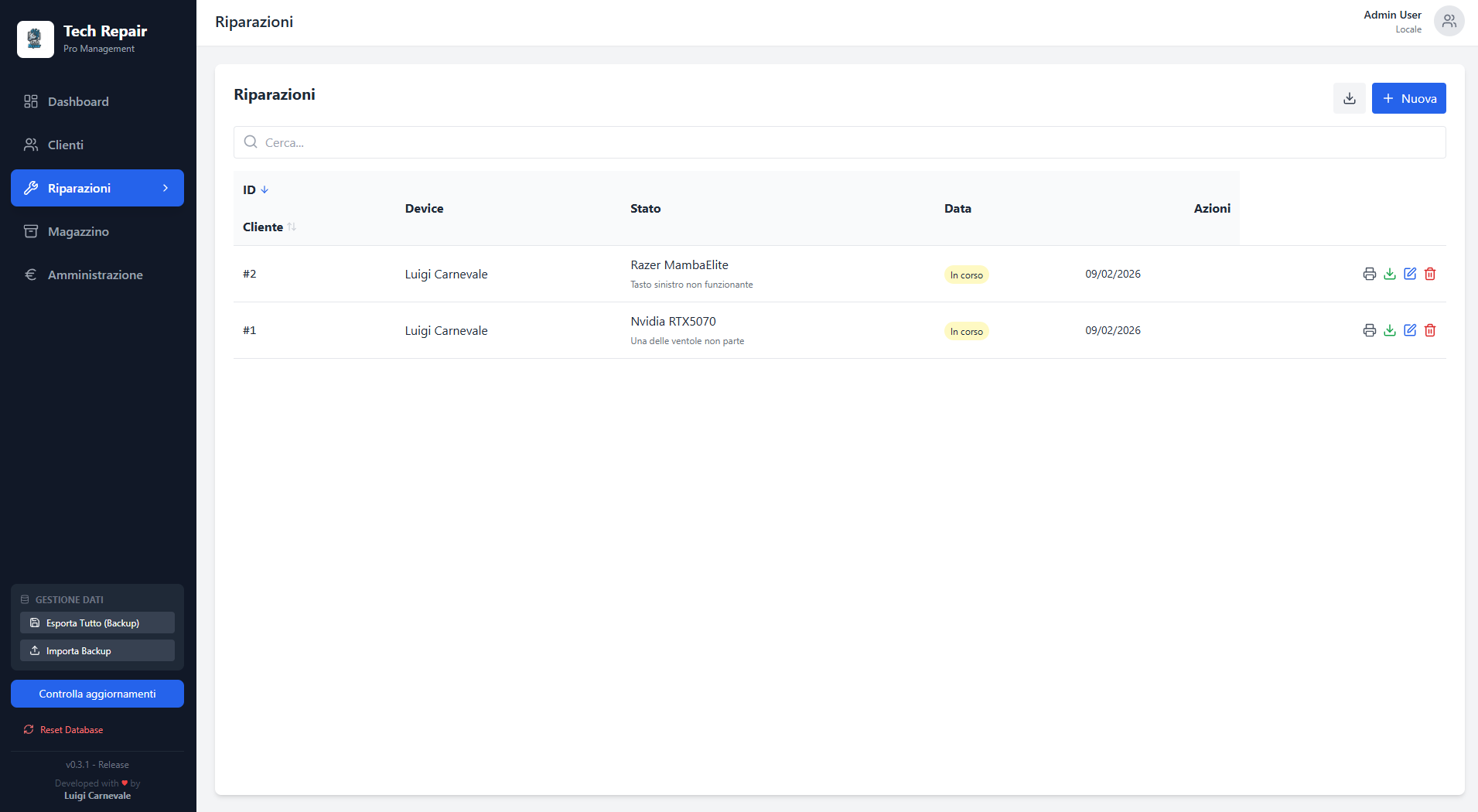 Gestione riparazioni Tech-Repair